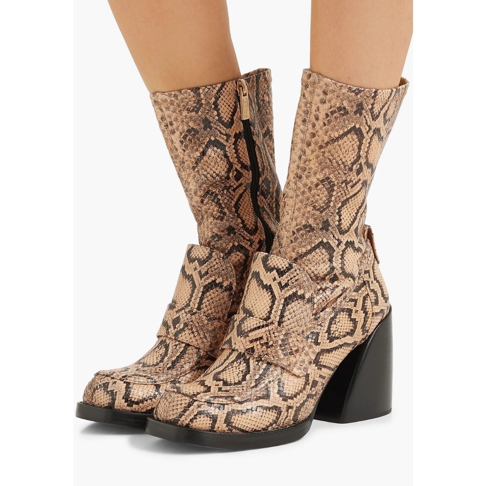 Chloe Adelie python-effect leather ankle boots si… - image 1
